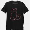 Cute Cat Heart Outline T-Shirt Love Kitty Valentine Graphic Tee Unisex