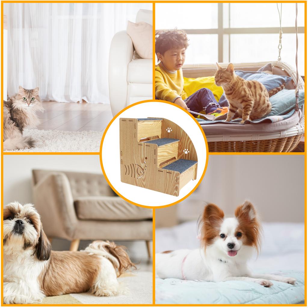 Dog Stairs for Small Dogs Cat Pet 3 Tiers Pet Steps Anti-slip Puppy Stairs Removable Dogs Bed Stairs for Sofa Couch Pet Supplies
