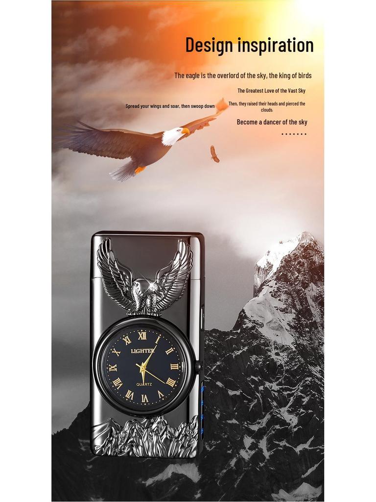 Eagle Design Dual Arc Lighter with Power Display & Lighting Strip - Ideal Gift for Boyfriend