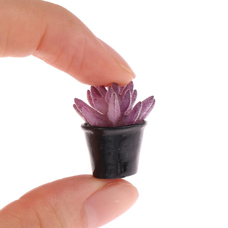 5PCS 1:12 Dollhouse Miniature Green Flower Plant Potted Plants Succulent Plants Home Decor