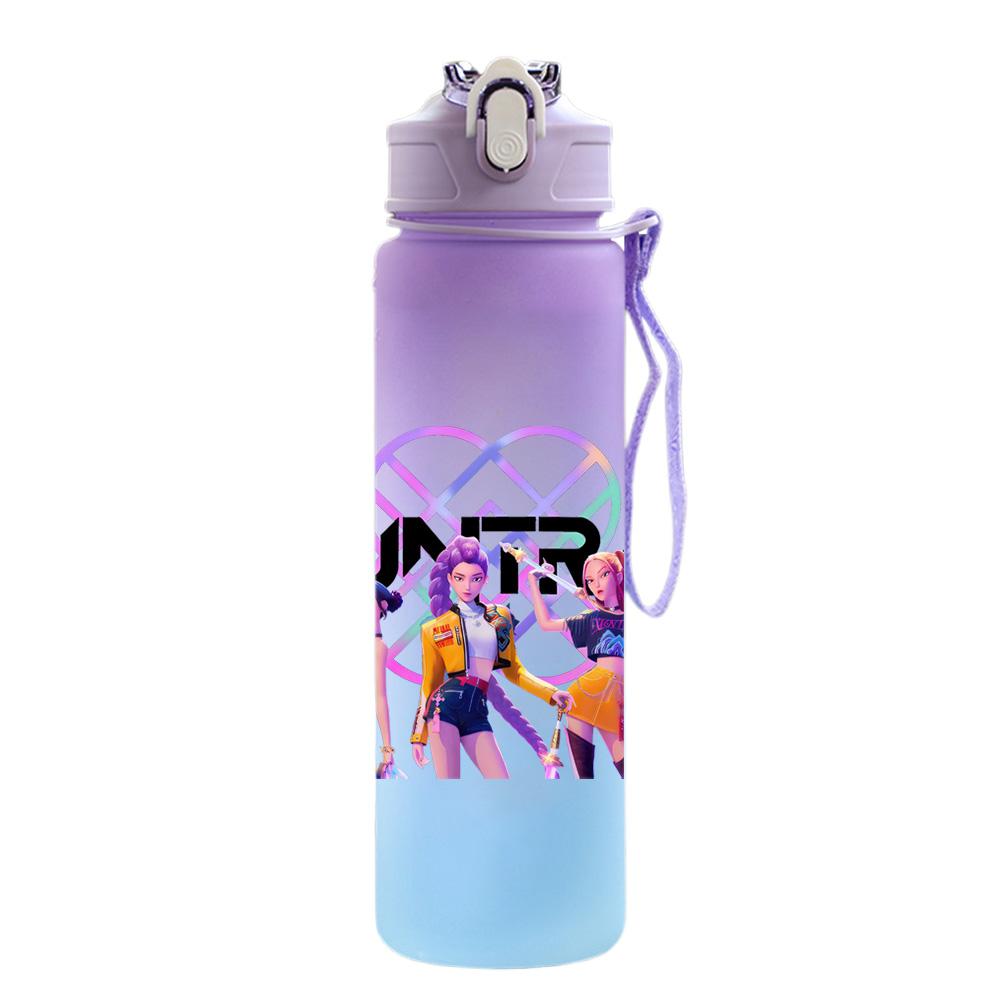 750Ml Water Bottle Cartoon K-Pop Demon Hunters Printed Large Capacity Drinking Cup Portable Outdoor Sports Water Cup Children Kid Gift