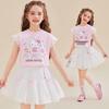 Girls' Flutter Sleeve T-Shirt & Mesh Skirt Summer Set