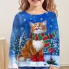 Cartoon Cat Tshirt For Girls Wholesales 13 To 14 Years Kids Clothes Full Sleeve Tees Autumn Children Tops Animals 3d T-Shirts