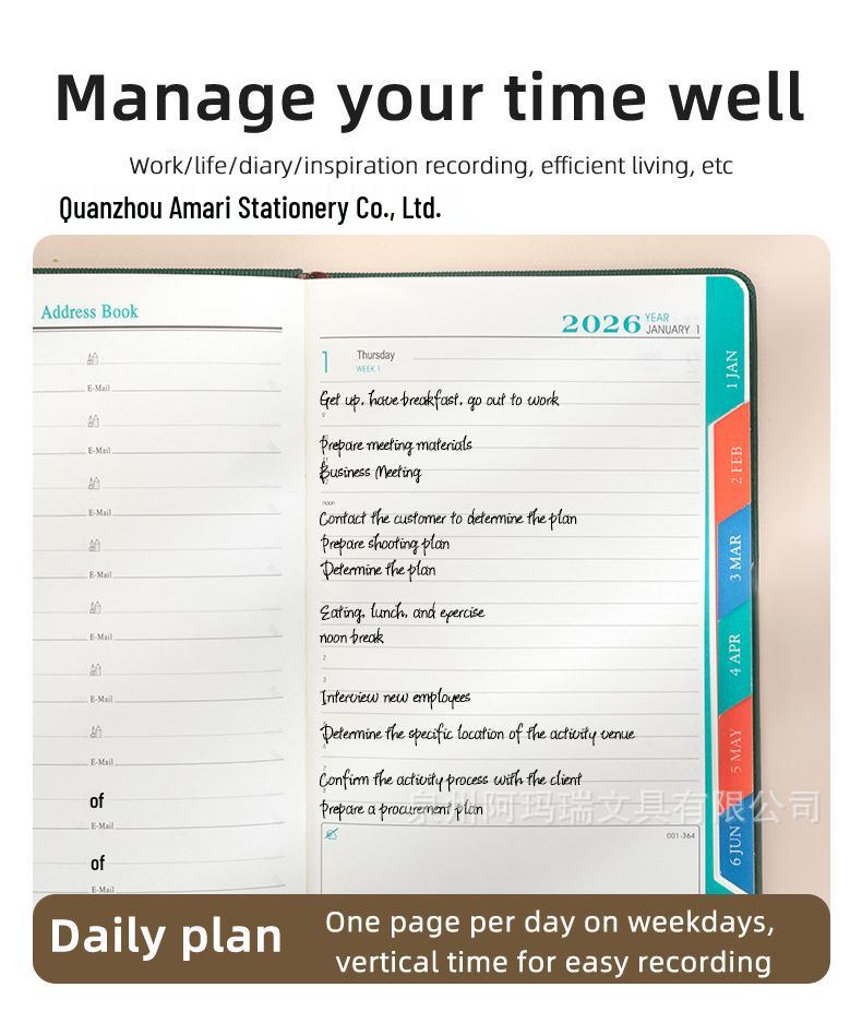 2026 English-Spanish Daily Planner Diary & Calendar Notebook