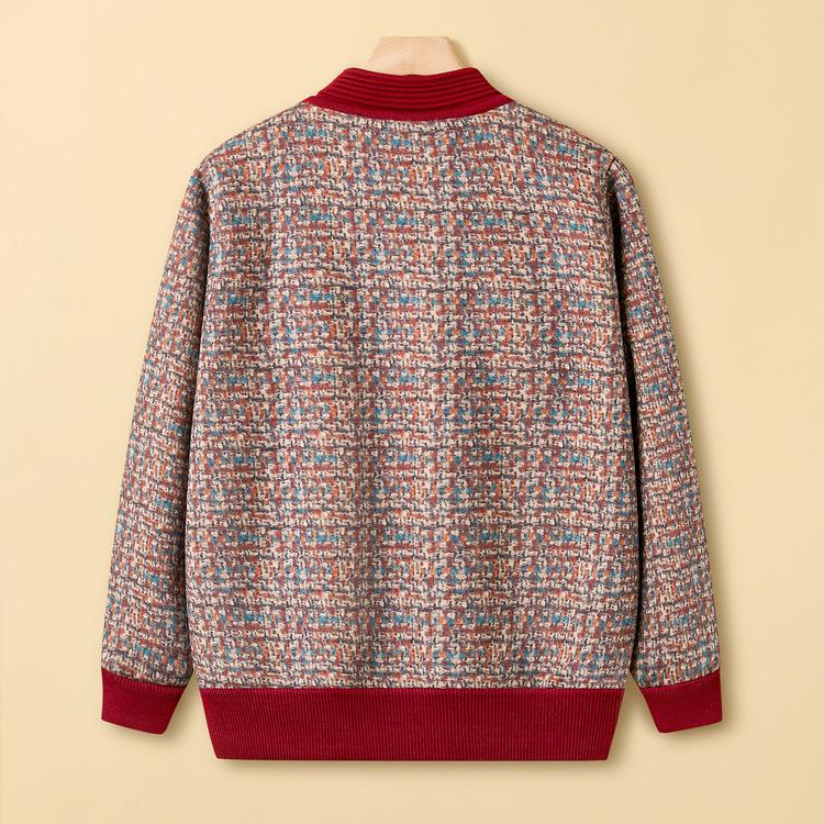 Autumn New Style Elderly Sweater Female Mother Fashionable Cardigan Old Woman Striped Top Grandma Jacket