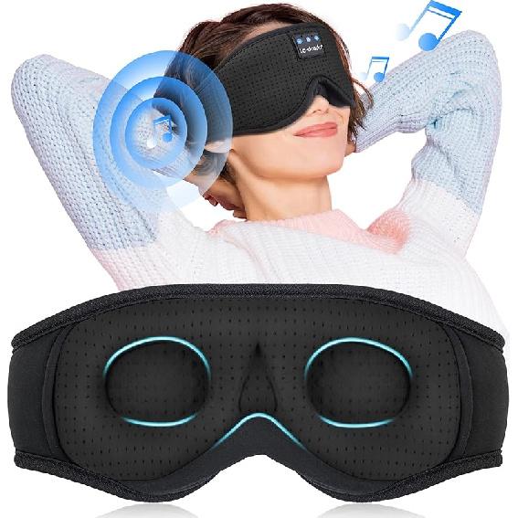 LC-dolida Маска для сна с Bluetooth-наушниками Bluetooth-маска для сна Наушники для сна, 3D-маска для глаз для маски для сна Музыкальные наушники для сна для боковой Classical Black 3d