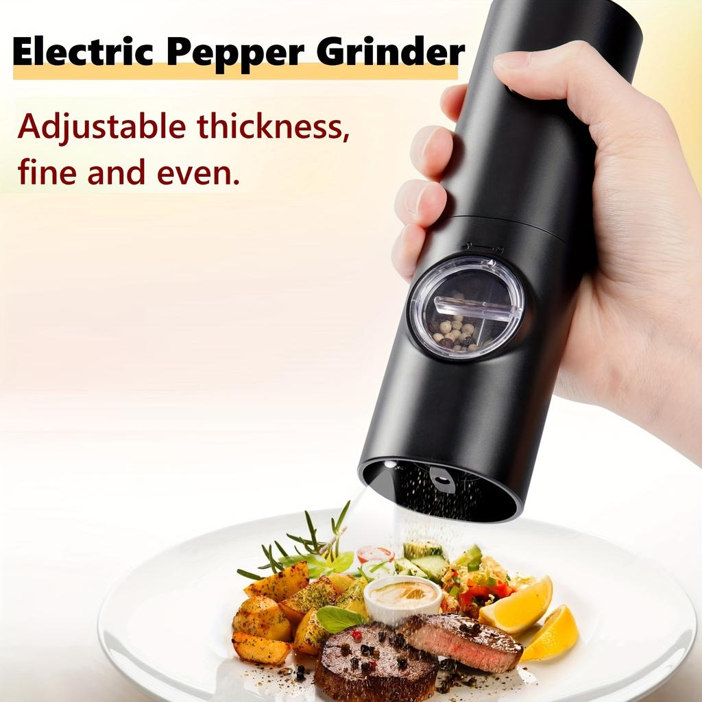 1PCS Electric Salt And Pepper Grinder With Adjustable Coarseness Refillable Mill Battery Powered Kitchen Automatic Gadget