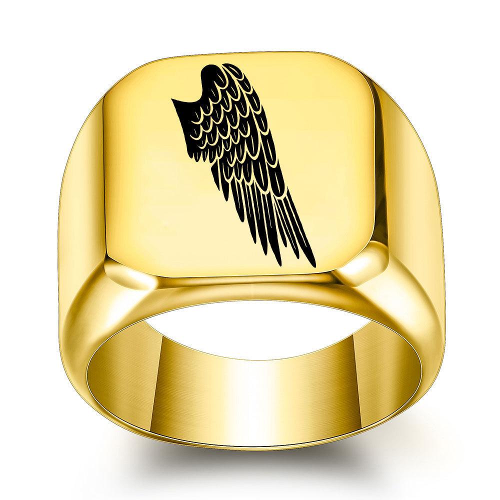 Wish Hot Sale European and American Personality 14MM Stainless Steel Wings Ring Freedom Wings Titanium Steel Trend Ring
