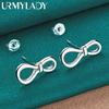 925 Sterling Silver Bowknot Earrings For Women Wedding Parties Fashion Jewelry
