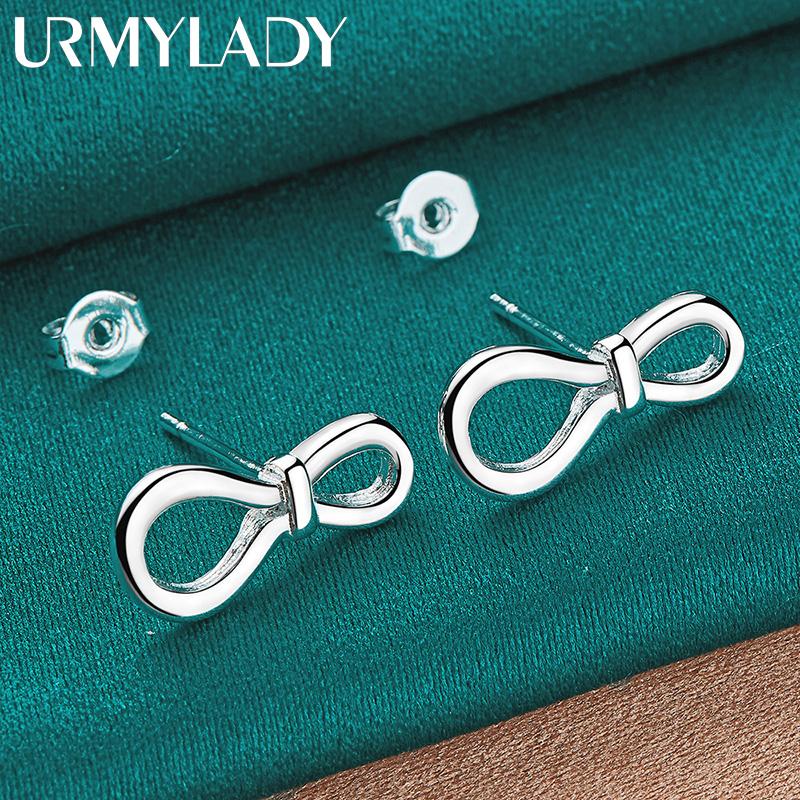 925 Sterling Silver Bowknot Earrings For Women Wedding Parties Fashion Jewelry