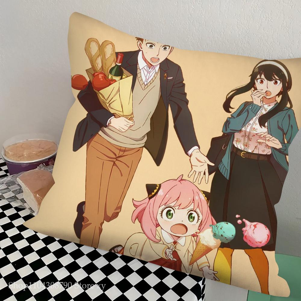 Spy X Family Animation Pillow Case Square Pillow Bedroom Sofa Leisure Comfort Cushion Car Living Room Home Decoration