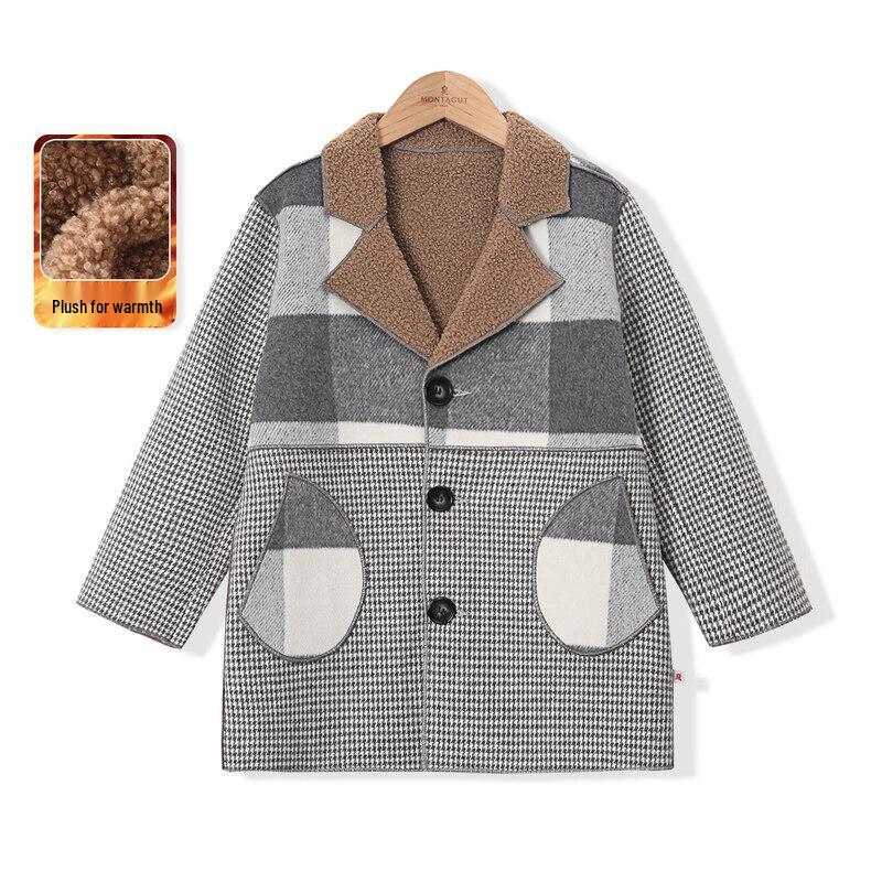 Manteau d'hiver épais et chaud à carreaux avec revers pour garçon Montagut