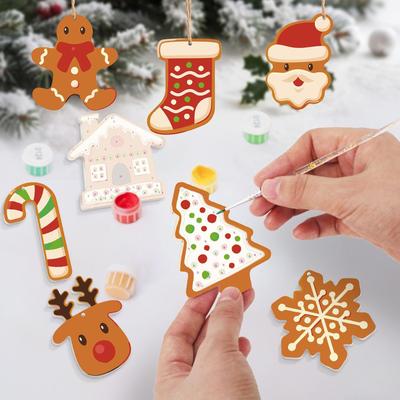 Enfeites de Natal Inacabados Artesanato Artístico para Árvore de Natal Enfeites de Madeira para Quarto Escola Escritório Apartamento Dormitório
