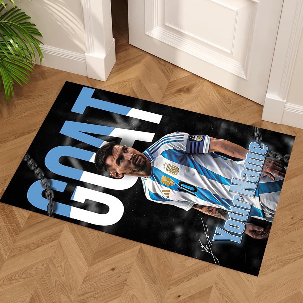 Messi Customize Text Area Rug Suitable for Decorate Room Bedrooms Foyer Hallway Antislip Carpet Anime Office Decor Perfect Gift for Friends & Family