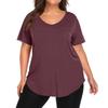 Women's Solid Color Large Size V-neck Top Loose Pocket T-shirt