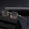 Vintage Square Rimless Sunglasses Men 2025 Luxury Brand Trendy Frameless Punk UV400 Eyewear Anti Blue Light Prescription Glasses