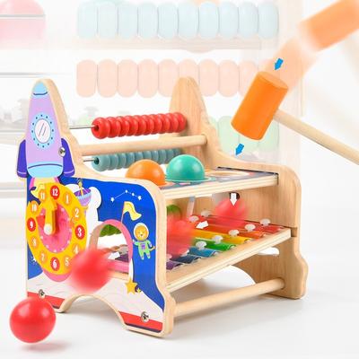 Hölzerner Kinder-Klopftisch Klopfklavier Ball Stapeltisch Multifunktional Baby Früherziehung Erleuchtung Lernspielzeug
