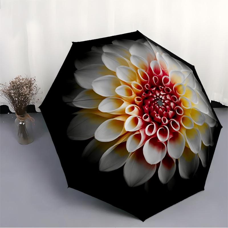 1pc Dahlia Flower Pattern Automatic Open/Close Umbrella - Compact Travel Umbrella, Gift for Birthdayyy251208187