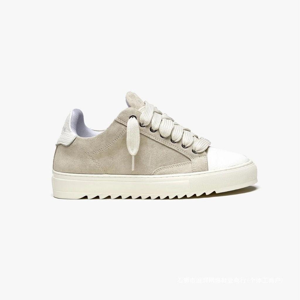 Thick Baseplate Shoes Men'S And Women'S Leather Color Matching Lace-Up Light Luxury Casual Shoes Versatile Trendy Sports Shoes