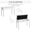 Sgabello per Pianoforte Imbottito in Ecopelle, Sgabello da Trucco, Panca, Seduta per Toeletta con Contenitore 76x36x50cm, Bianco