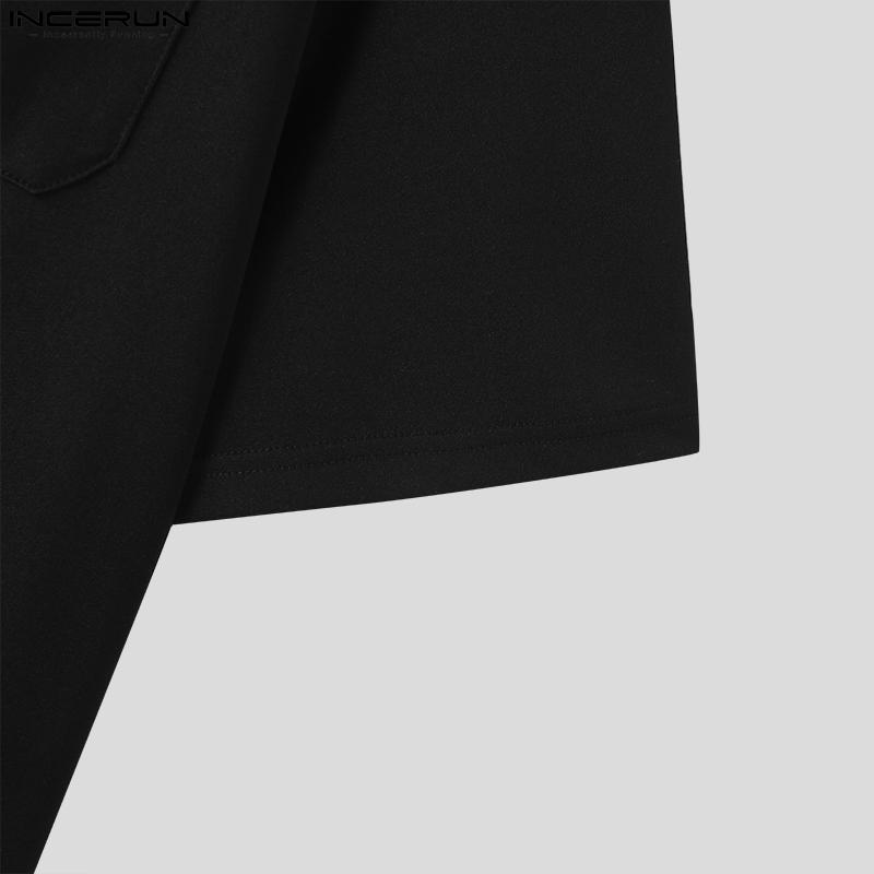 INCERUN Summer Men's Round Neck Short Sleeve T-shirts Basic Tops