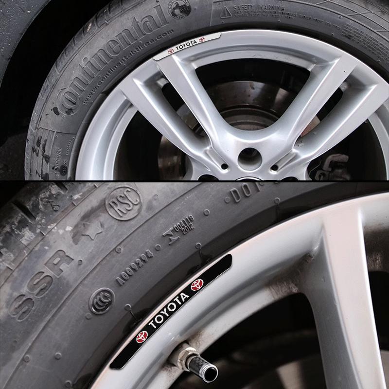 4Pcs Aluminum Car Wheel Hub Badge Sticker Tire Rim Decor Decal for Toyota Trd Corolla Camry RAV4 CHR Yaris Prius Prado Auris Avensis