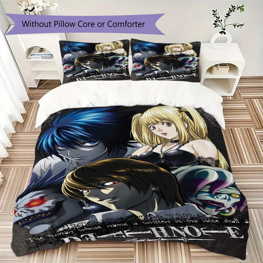 Death Note Pattern Bedding,Quilt Set Quilt Cover Pillowcase Home Birthday Gift (1*duvet Cover+2*pillowcase,without core)XSJT0917484