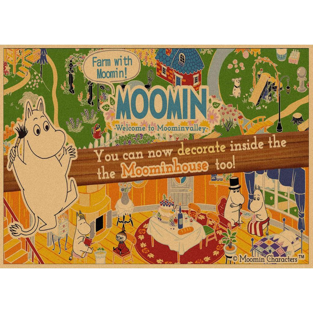 Moomin Family Retro Cartoon Poster Wall Art Mural 397