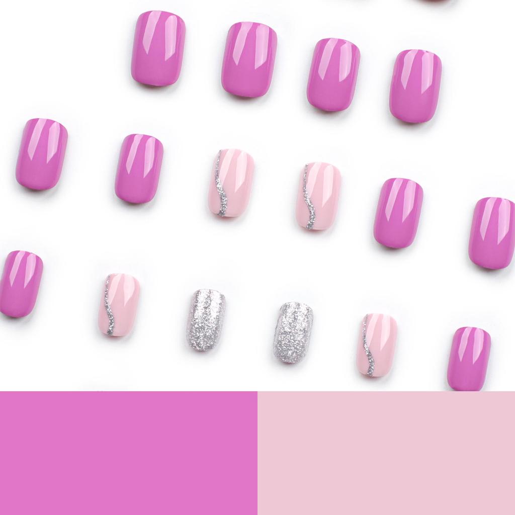 Purple Solid Color Wearable Nail Tips - Fake Nail Stickers