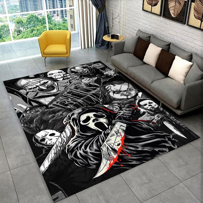 Horrorfilm-Charakter Chucky S-Scream Cartoon Teppich für Spielzimmer Schlafzimmer Wohnzimmer Sofa Heimdekoration, Teppich rutschfest