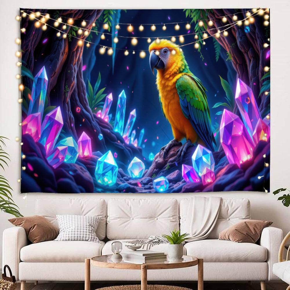 Psychedelic Bird Tapestry Dreamy Forest Wall Art Multi-Size Home Decor Dormitory Background Cloth