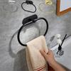 Stainless Steel Towel Holder Self-adhesive Bathroom Towels Rack Black Washhand Hanger Ring Rail Bar Kitchen Storage Accessories