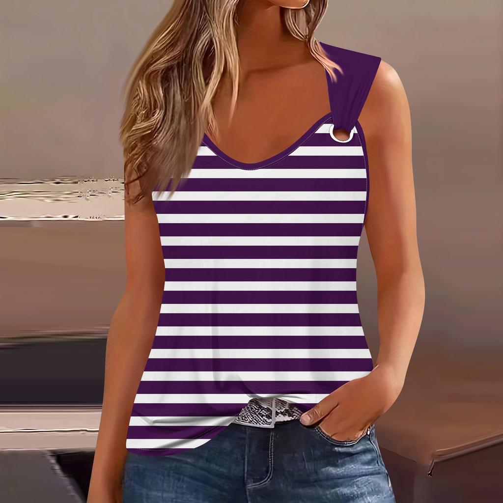 Womens Tank Top V Neck Basic Printed Casual Flowy Sleeveless Deep Side Cut Tops For Women