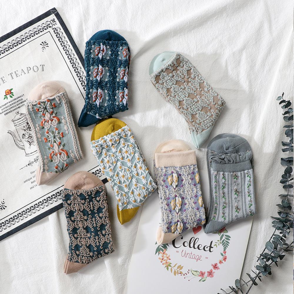 5 Pairs of Ladies Autumn and Winter New Style All Match National Wind Tube Socks