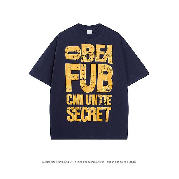 

Летний новый мужской повседневный трендовый свитер с короткими рукавами и принтом в стиле тай-дай в стиле Гонконга 3XL темно-синий