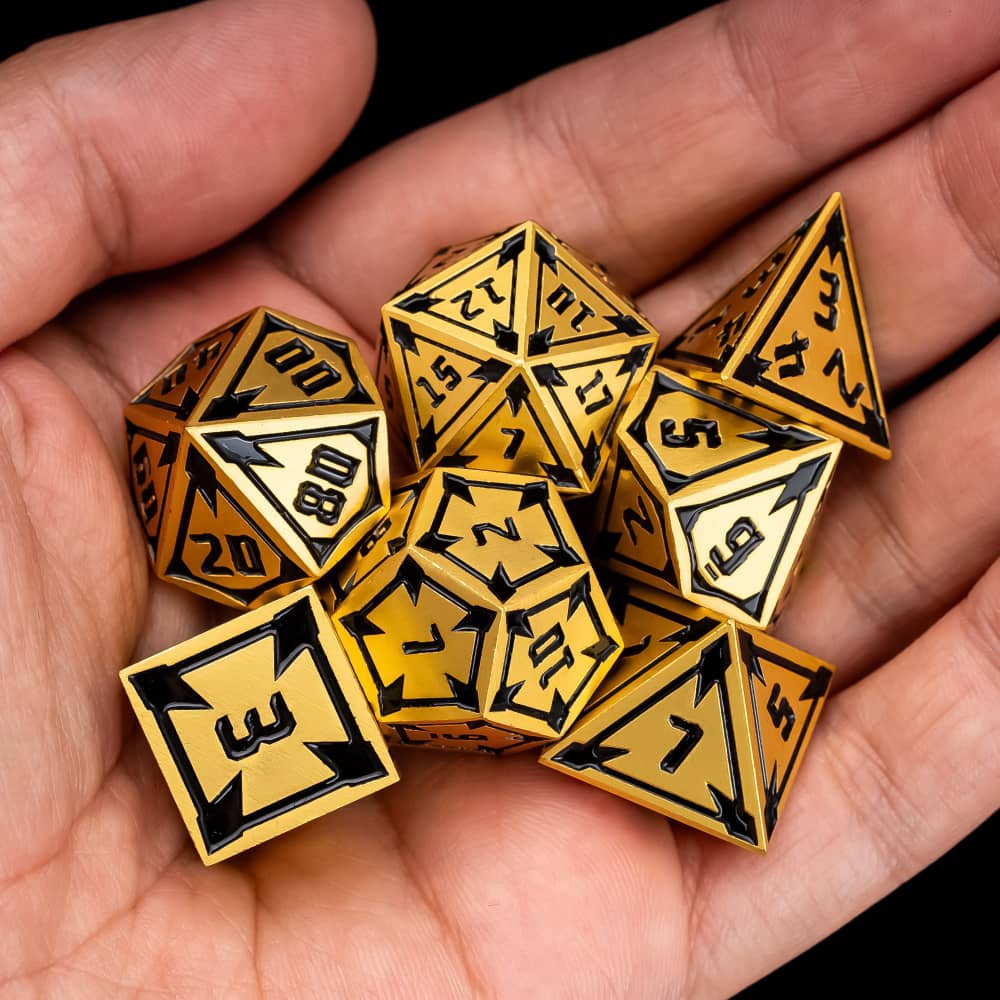 Cusdie New Metal DnD Dice Set Minimalist Rhomb Pattern D4-D20 Polyhedral Dice for D&D Pathfinder Tabletop RPG Board Games