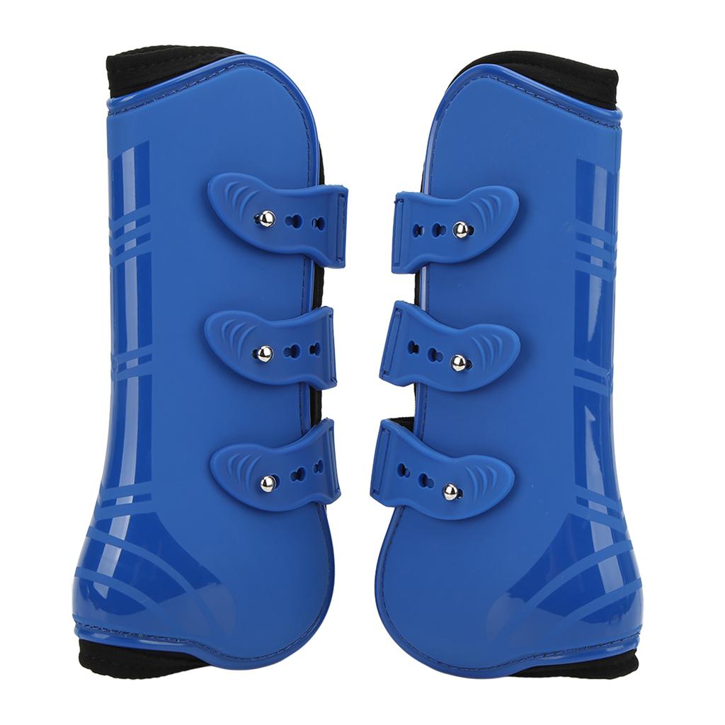 2pcs Horse Front Leg Boots PU Shell Horse Tendon Boots for Jumping Running SportsBlue Front Legs L