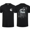 T-shirt Cummins Diesel con motivo bandiera americana, design patriottico vecchio nero 100% cotone regular da uomo casual a maniche corte