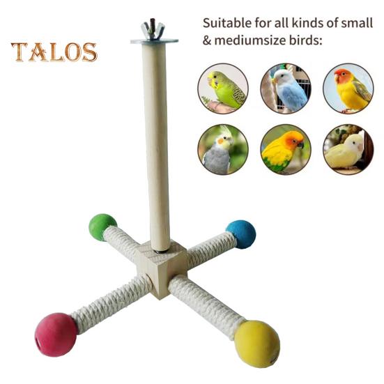 Spinning Birds Stand Perch Toy 360 Degree Rotation Wooden Exercise Wheel Parrot Perch Cage Accessories for Parakeets Budgies Lovebirds Finch Conure