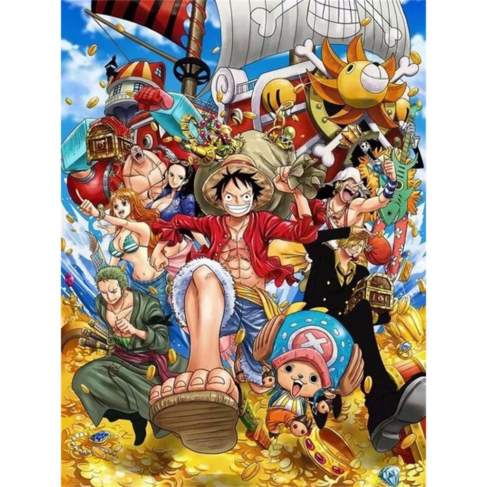 

Нове Японське Аніме One Piece Луффі 5D DIY Алмазна Мозаїка Вишивка Хрестиком Картина Декор для Дому Дитячі Подарунки Round 50x70cm