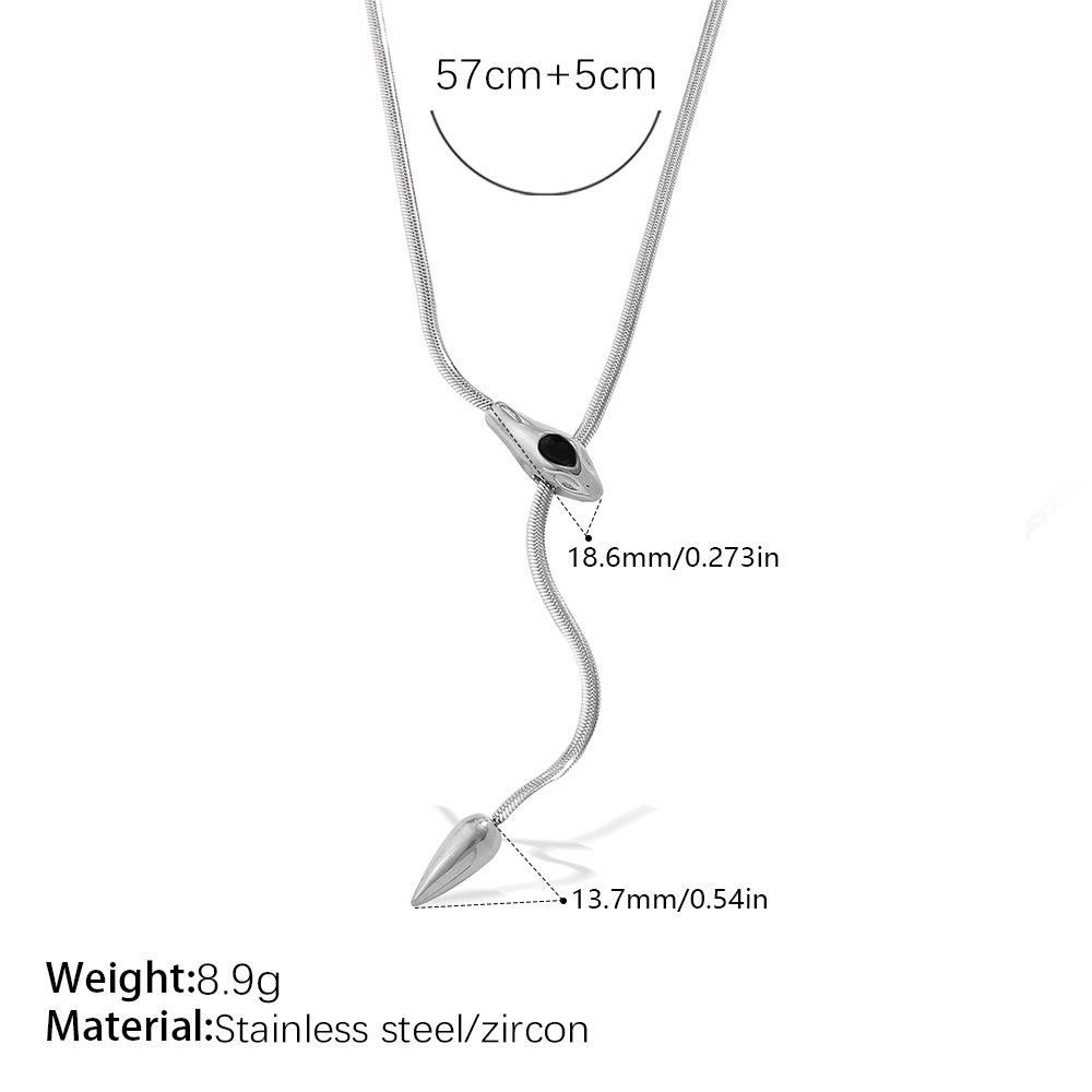 European and American Style Personalized Design Snakehead Necklace Stainless Steel Unique Long Necklace