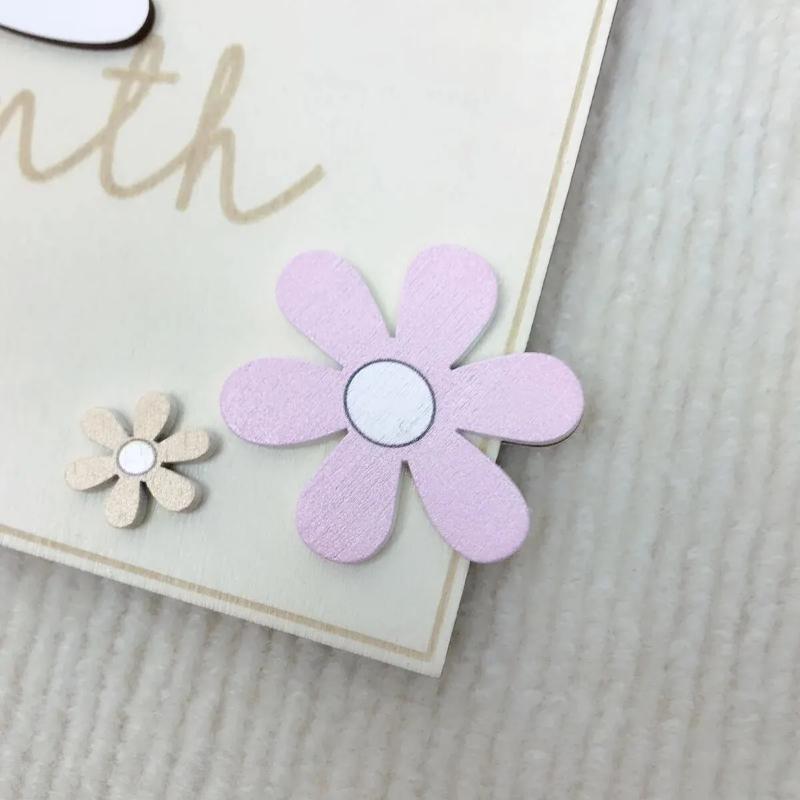 Girls Boys Newborn Photography Props Baby Milestone Photo Props Wooden Baby Monthly Milestone Cards 3D Flowers Double Sides
