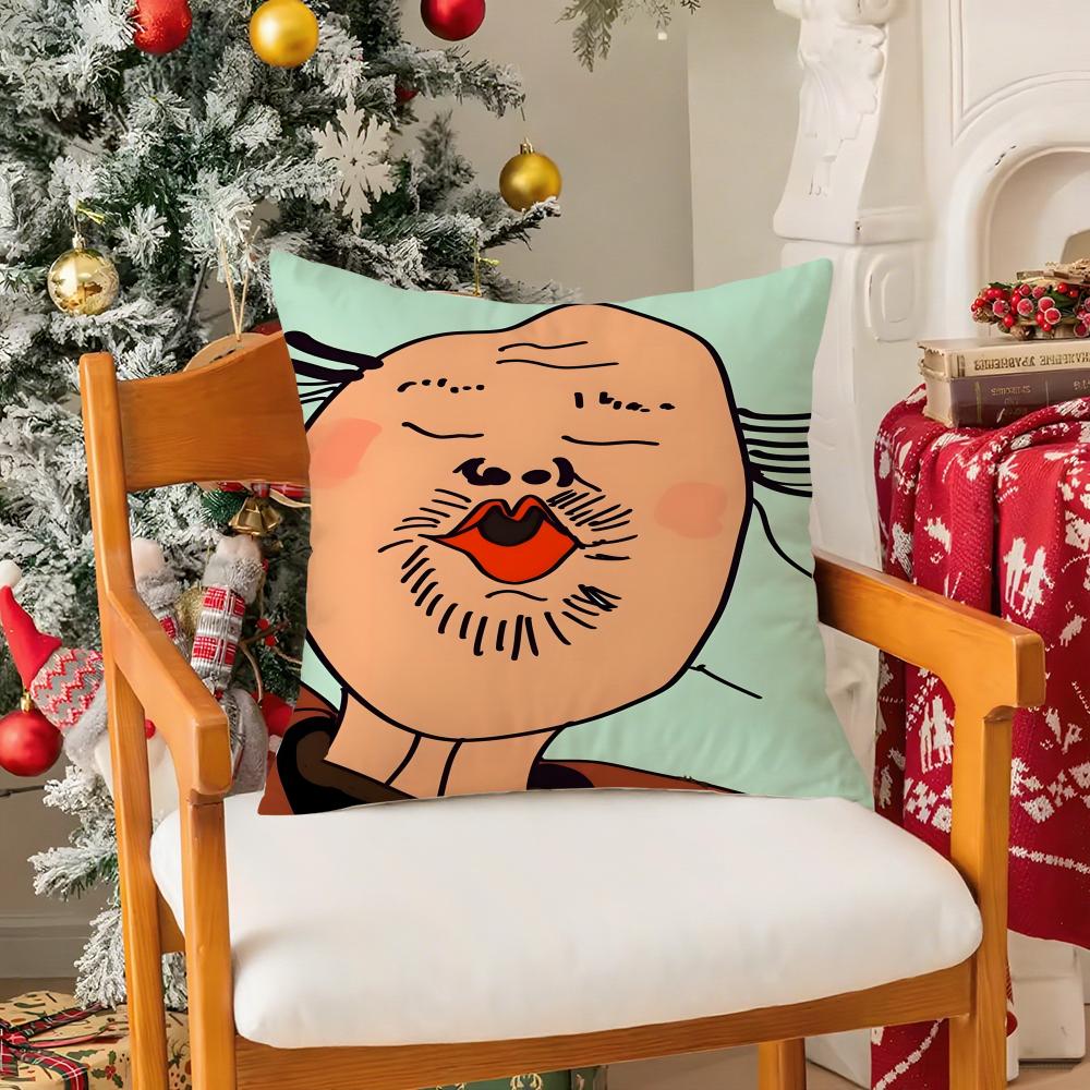 Funny Funny Characters Pillow Case Silky Short Plush with Invisible Zipper Dustproof Sofa Cushion Cover for Home Decor