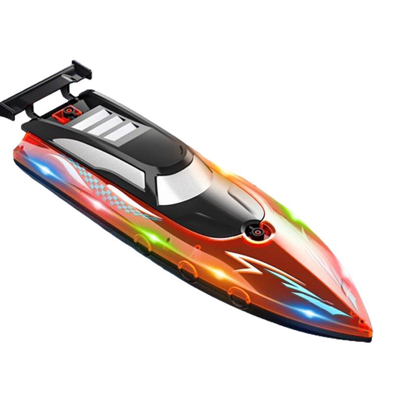 2.4G Vysokorychlostní loď na dálkové ovládání - Dvojitý motor, Vodotěsná, se světly a dvojitou vrtulí Perfektní hračka jachta pro kluky.