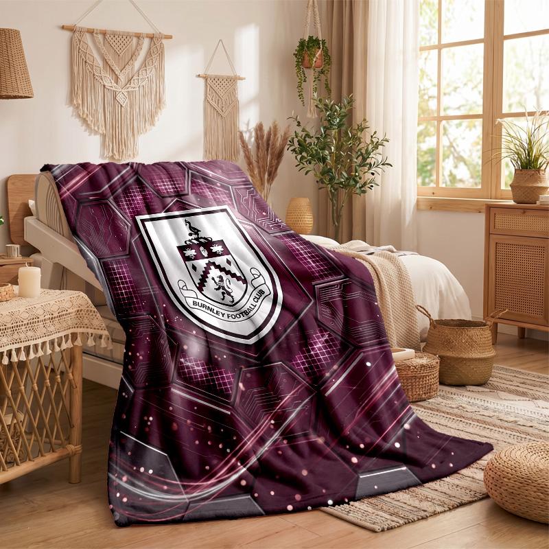 Burnley Football Print Flannel Blanket Soft Warm Sofa Bed Throw Blanket For Home Office Bedroom