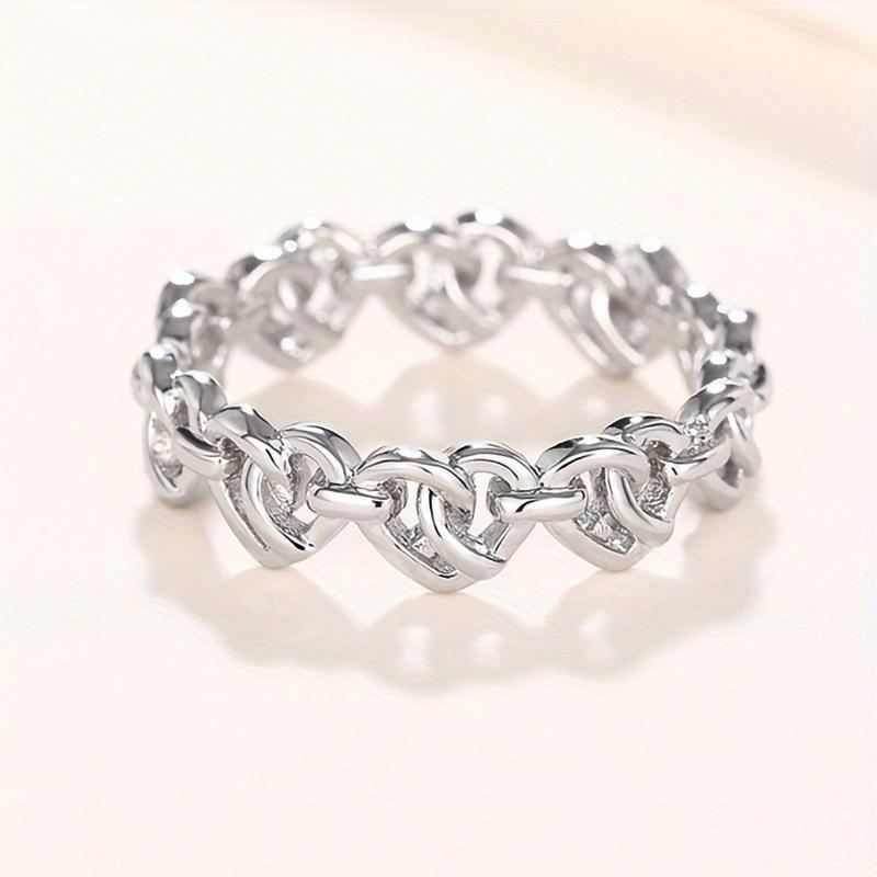 1pc Heart-shaped Chain Link, A Simple and Fashionable Heart-shaped Ring Jewelry, A Fashionable and Personalized Single Ring