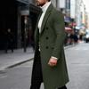 Mens Trench Coat Notch Lapel Double Breasted Peacoat Wool Blend Casual Long Overcoat