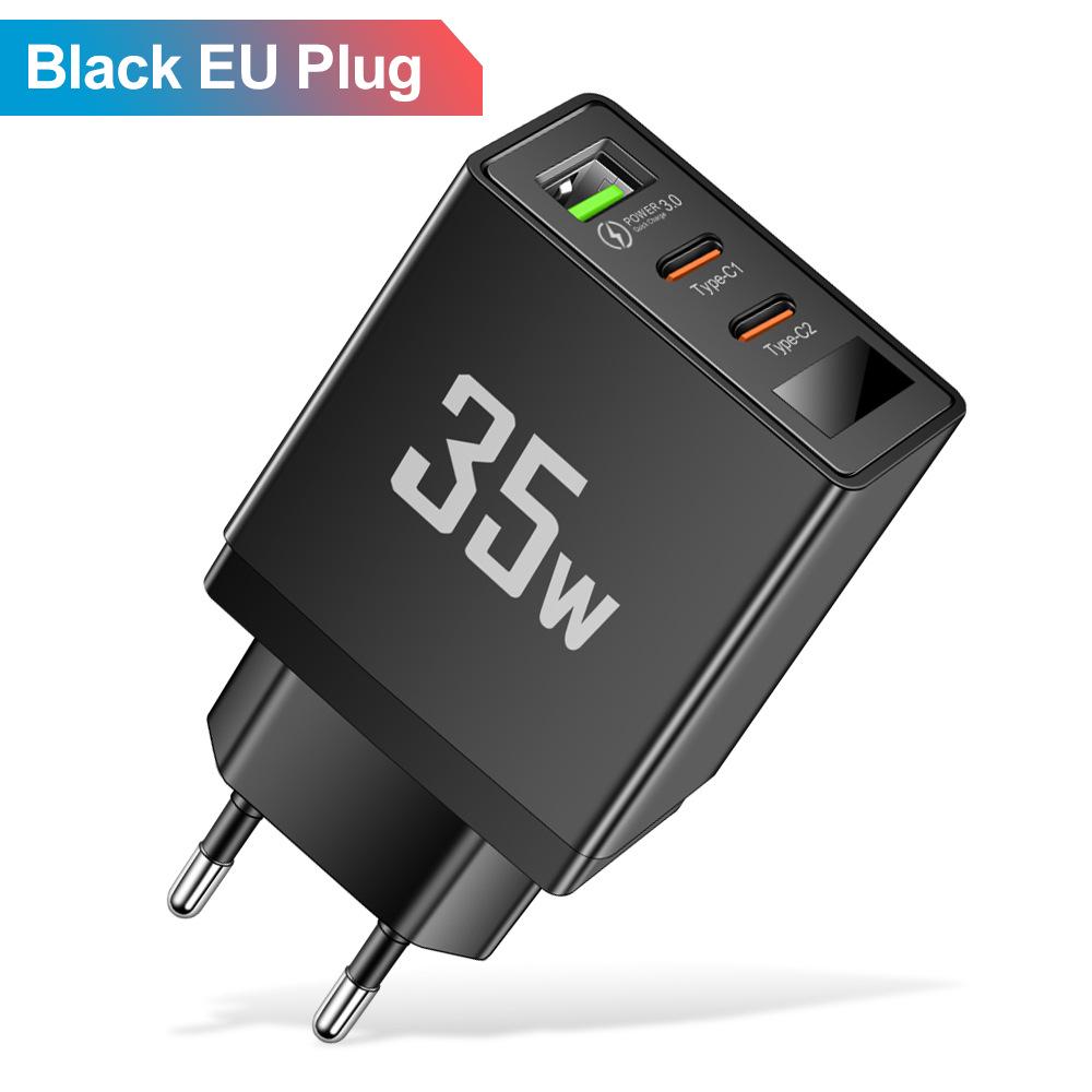 3.5A Smart USB + 2PD Digital Display Travel Charger for Mobile Phones