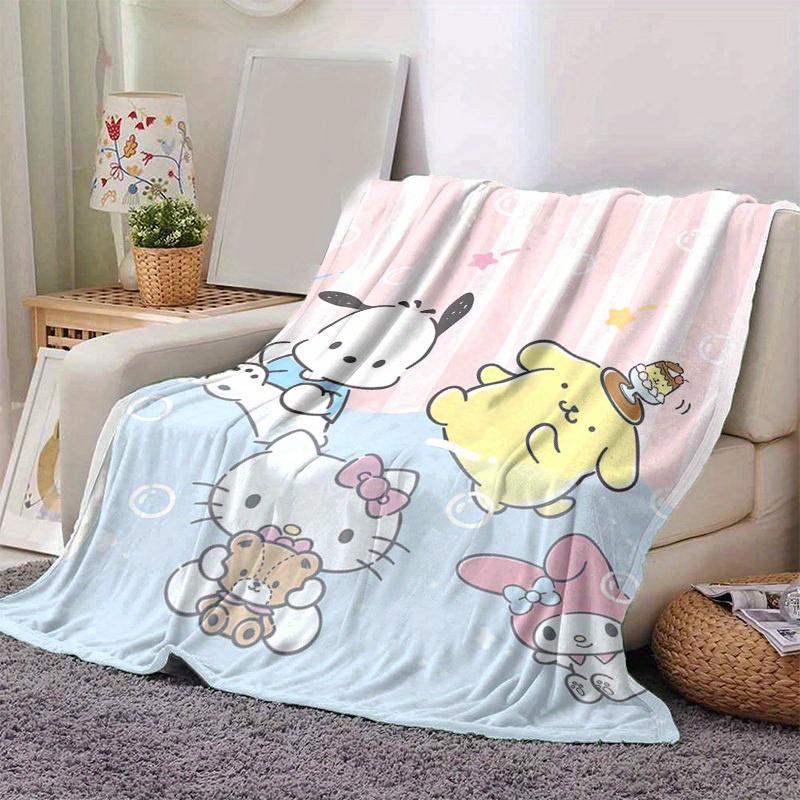1pc, Sanrio Adorable Characters Home Decor Flannel Blanket, Perfect Gift for Bedroom, Living Room, Travel, Camping, Car, Beach, Office Nap. Ideal Sofa