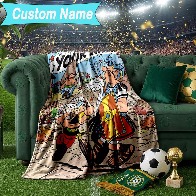 Custom Name Blanket Asterix Friends Blanket Bedding Blanket for Travel, Camping, Living Rooms, Offices, Sofas, Fan Christmas Gift